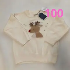 【100】Cottoli トナカイ　セーター　長袖　冬　クリスマス　バースデイ