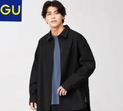 GU フェイクレザーシャツジャケット ブラックのサムネイル