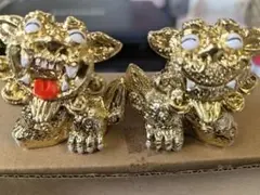 金色 シーサー フィギュア 2体セット