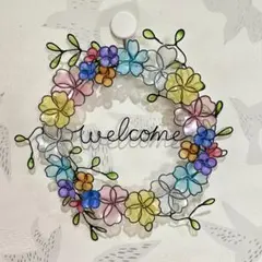 welcomeリース　ワイヤーアート　ワイヤークラフト