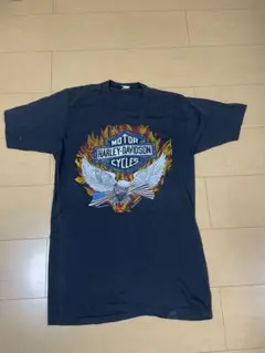 80sハーレーダビッドソン バイク T シャツ ファイヤーフレイムグラフィック