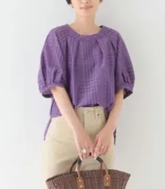 B.C STOCK パフスリーブ シアー ブラウス ウォッシャブルのサムネイル