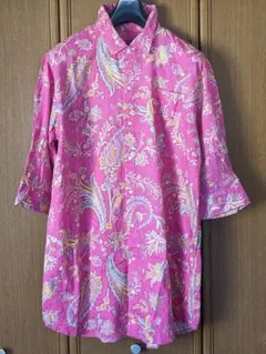 ローレンラルフローレン　総柄　ペイズリー　ロング丈シャツ XL　大きいサイズ