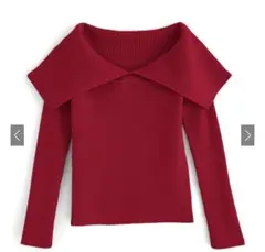 グレイル　ビッグカラーオフショルダーニットトップス