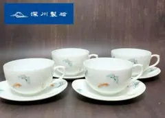 S26 深川製磁　蝶　蝶柄　カップ&ソーサ　4客セット　宮内庁御用達　食器