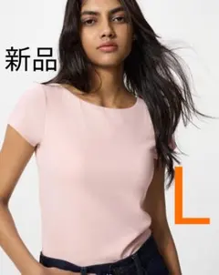 ユニクロ　エアリズムコットンローバックブラTシャツ　Lサイズ ピンク　j7u
