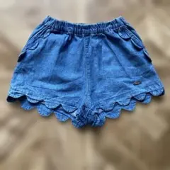 プティマイン デニムブルー スカラップヘム ハーフパンツサイズ100