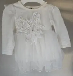 ホワイトベビードレス フラワーレース装飾