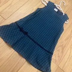 ファミリア　ワンピース　ジャンパースカート　青チェック　100cm