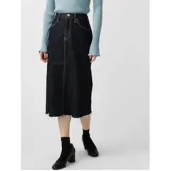 AZUL BY MOUSSY 　デニムタイトスカート　切りっぱなし　インディゴのサムネイル