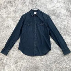 ☆【Gap】S 紺　デニムシャツ スナップボタン スリムフィット 男女兼用