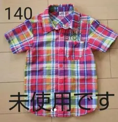 【未使用】JUNK STORE 140  半袖チェックシャツ   ジャンクストア