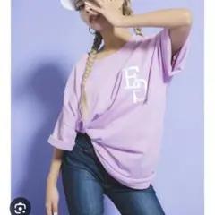 EGOIST Tシャツ ピンク フリーサイズ ロゴ刺繍 半袖 オーバーサイズ