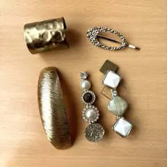 週末限定セール❗️高見え✨ゴールドヘアアクセ 5点setバレッタ クリップ 上品
