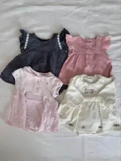 女の子服70.80　ロンパース・トップスセット売り