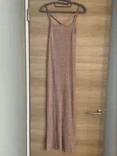 【Chico チコ ／美品】リブ編みキャミワンピース ピンク スリット入り