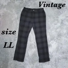 Vintage ヴィンテージ (LL) カジュアルパンツ 裏起毛 チェック柄