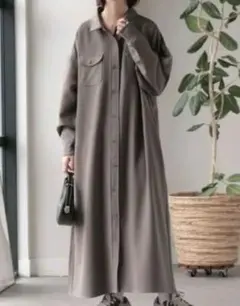 HUG.U シャツワンピース 長袖 グレー 6,999円