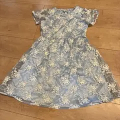 anyFAM 水色 花柄刺繍 ワンピース 120