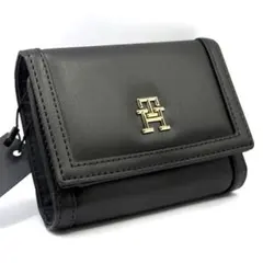 【新品】トミーヒルフィガー 三つ折り財布 THロゴ 無地 シンプル 黒