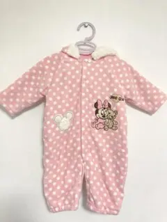 ■ミニーマウス　ロンパース　フリース素材　ピンク　50-70cm フード取り外可