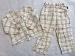 tete a tete ベージュ　チェック柄 90 120 リンクコーデ　兄妹