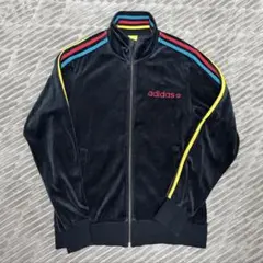 adidas ベロアトラックジャケット 古着 ラスタカラー