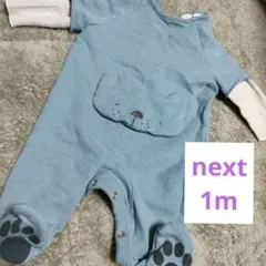 ネクスト　重ね着風ロンパース　ねこ　1m