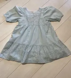 【お値下げ】プティマイン　レース刺繍ワンピース　ミントグリーン　110