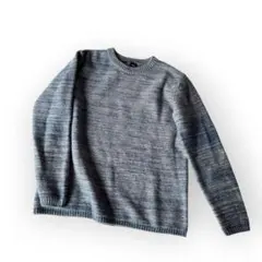 SHIPS シップス ミックスニット セーター 青 M ウール混 霜降り【G6】