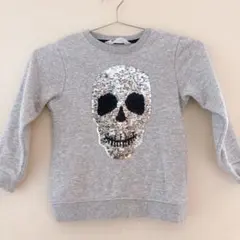 H&M スカルデザイン トレーナー 116cm グレー