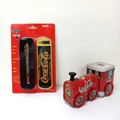 コカ・コーラ　ボールペン＆ペンケースセット　汽車 小物入れ　2点セット