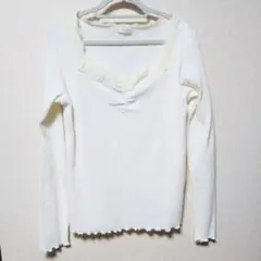 【Honeys】レース　リブ　カットソー　白　Lサイズ【ハニーズ】