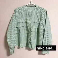 niko and... ストライプシャツ グリーン Shortのサムネイル