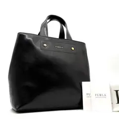 美品 フルラ ハンドバッグ レザー ロゴ レディース 保存袋付 MUSA 黒