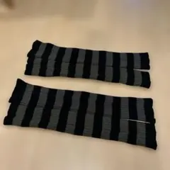 ストライプデザイン ニットレッグウォーマー2足