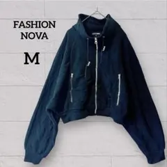 レア✨FASHION NOVA 【M】クロップドパーカー ハイネック　黒
