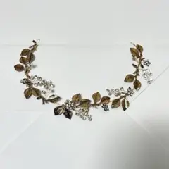 ウェディング ヘッドドレス リーフ ゴールド