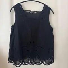 トゥモローランド　ブラック ノースリーブ チュニック 刺繍デザインのサムネイル