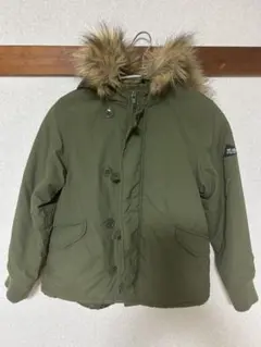 BREEZE ファー付きオリーブグリーンジャケット 140