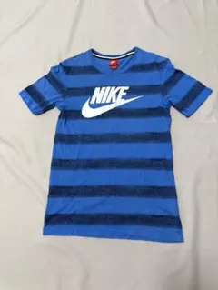 NIKE Tシャツ ブルー ボーダー ロゴプリント メンズ M