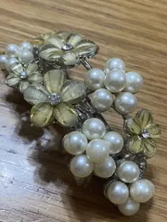 上品 フラワー パール バレッタ ゴールド ビジュー ヘアアクセ