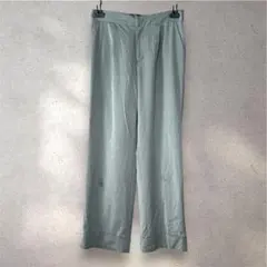 50s レーヨンギャバ スラックス 杢調 グリーン ドレープ ワイド