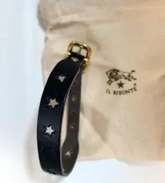 【ユニセックス】IL BISONTE レザーブレスレット 星型抜き ダークブルーのサムネイル