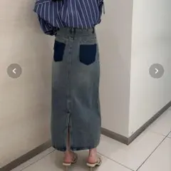 solleim ハイウエストデニムロングタイトスカート