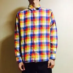 ネルシャツ カラフル チェック グローバルワーク チェックシャツ