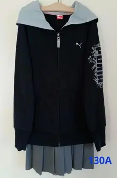 PUMAパーカ フード付きジップアップパー ひだスカート130　ニーハイソックス