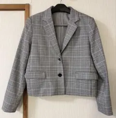 GU グレー系チェック テーラードジャケット