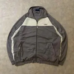 90s古着UMBROトラックジャケット刺繍ワンポイントロゴグレーDB179