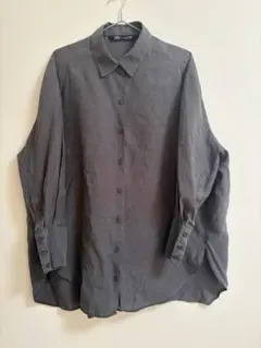 ZARA グレー ビックシルエット長袖シャツ S